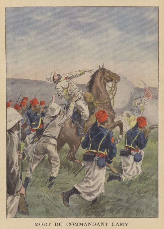 Tod von Major Lamy in der Schlacht von Kousseri von after Oswaldo Tofani