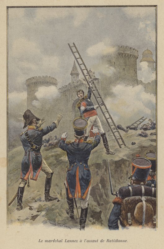 Marschall Lannes beim Angriff auf Regensburg, 1809 von after Paris