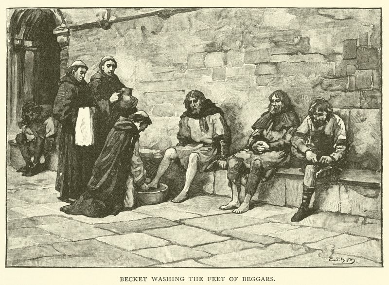 Becket wäscht die Füße der Bettler von after William Henry Margetson