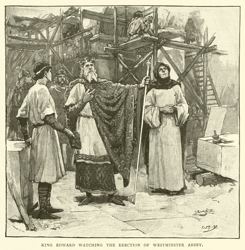 König Eduard beobachtet den Bau der Westminster Abbey von after William Henry Margetson