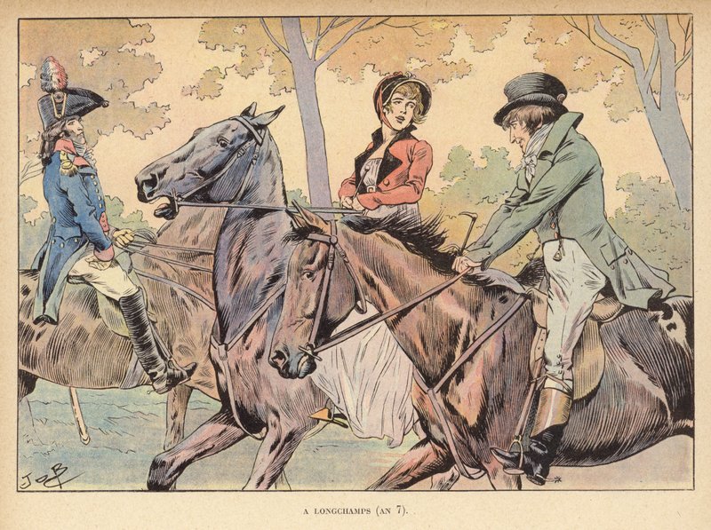 In Longchamps (Jahr 7) (Farblitho) von pseudonym for Onfray de Breville Jacques Job