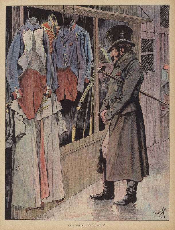 Alte Kleider! Alte Streifen! (Farblitho) von pseudonym for Onfray de Breville Jacques Job