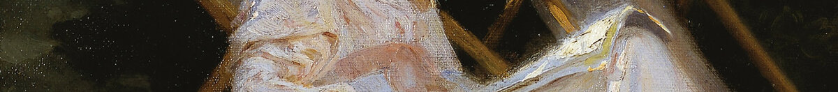 Marie Krøyer, im Liegestuhl im Garten bei Frau Bendsens Haus sitzend (Peder Severin Krøyer), Detail: Lesende Frau im Liegestuhl