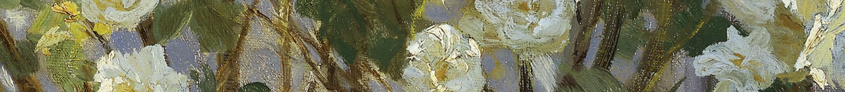 Marie Krøyer, im Liegestuhl im Garten bei Frau Bendsens Haus sitzend (Peder Severin Krøyer), Detail: Weiße Rosenblüten