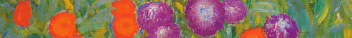 Bauerngarten (Gustav Klimt), Detail: Rote und violette Blüten links