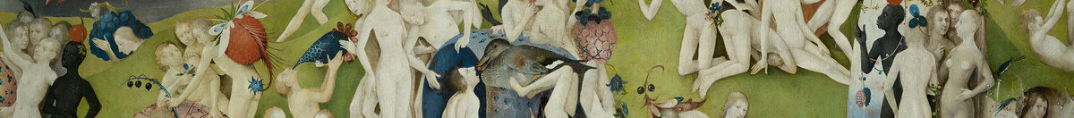 Der Garten der Lüste (Hieronymus Bosch), Detail: Nackte Figuren mit Früchten