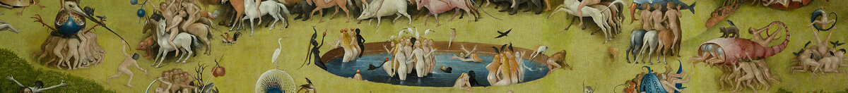 Der Garten der Lüste (Hieronymus Bosch), Detail: Reiterkarussell um den Frauenteich