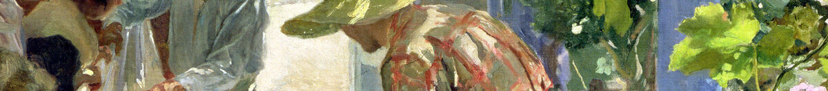 Das Segel flicken, 1896 (Joaquín Sorolla), Detail: Mann mit Strohhut am Segel