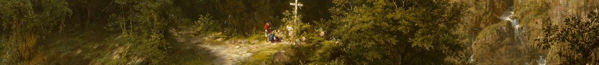 Das Herz der Anden (Frederic Edwin Church), Detail: Kreuz mit Pilgern