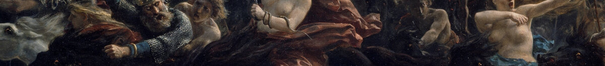 Odins wilde Jagd, 1872. (Peter Nicolai Arbo), Detail: Walküre mit Schwert