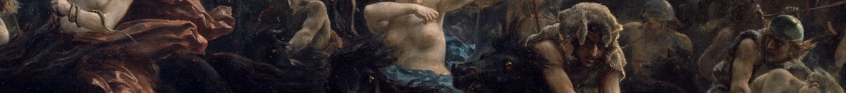Odins wilde Jagd, 1872. (Peter Nicolai Arbo), Detail: Blonde Reiterin in Blau
