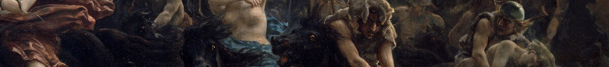 Odins wilde Jagd, 1872. (Peter Nicolai Arbo), Detail: Walküre in blauem Gewand