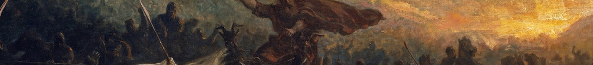 Odins wilde Jagd, 1872. (Peter Nicolai Arbo), Detail: Odin mit Hammer und Gefolge