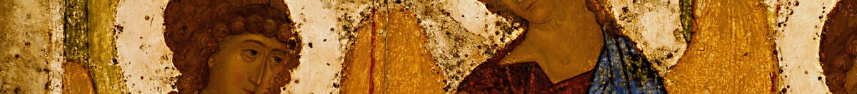 Heilige Dreifaltigkeit (Andrei Rublev), Detail: Linker Engel mit Nimbus