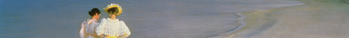 Sommerabend am Südstrand von Skagen mit Anna Ancher und Marie Krøyer (Peder Severin Krøyer), Detail: Köpfe der beiden Frauen