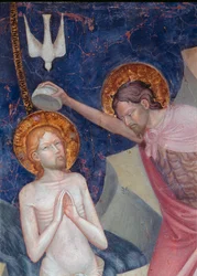 Johannes der Täufer tauft Christus (Detail). Fresko von Lorenzo (ca. 1374-1420) und Jacopo (? - nach 1427) Salimbeni 1416. Urbino Oratorio di San Giovanni