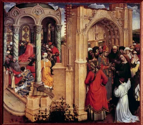 Die Heirat der Jungfrau. Holzgemälde von Robert Campin, genannt der Meister von Flemalle (1375-1444) 15. Jahrhundert