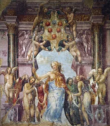 Allegorie der Gerechtigkeit, Gemälde von Daniele Ricciarelli, besser bekannt als Daniele da Volterra oder il Braghettone (1509-1566)