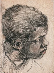 Kopf eines Schwarzen Jungen, Paolo Caliari, bekannt als Veronese (1528-1588), Zeichnung