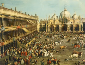 Stierkampf oder Stierjagd auf der Piazza San Marco