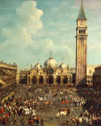 Stierkampf oder Stierjagd auf der Piazza San Marco