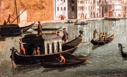 Der Canal Grande zwischen den Kirchen Santa Croce und San Geremia, Detail