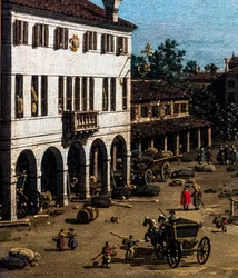 Ansicht von Mestre mit dem Canale delle barche, Detail