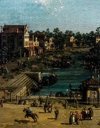 Ansicht von Mestre mit dem Canale delle barche (Detail)