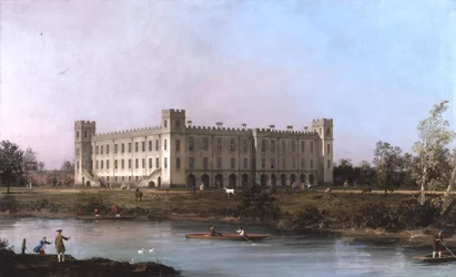 Ein Blick auf Syon House über die Themse von Südosten