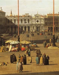Piazza San Marco, Venedig, um 1735, von Giovanni Antonio Canal, bekannt als Canaletto, Detail