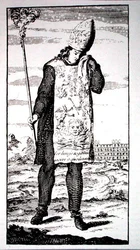 Ein Zauberer zum Tode verurteilt durch die Inquisition, Kopie einer Illustration aus 