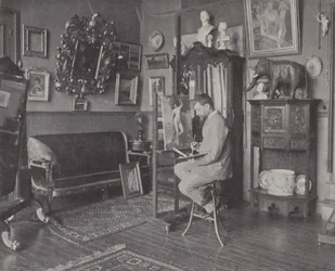 Französischer Maler Henri Gervex in seinem Atelier