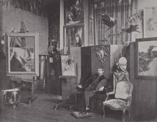 Der französische Maler Pascal Dagnan-Bouveret in seinem Atelier