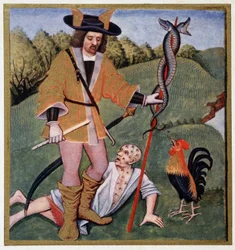 Hermes mit dem Hermesstab - nach einer Buchmalerei aus dem 15. Jahrhundert