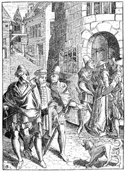 Das Gefängnis des Provost, rue de la Tannerie, Paris, nach einem Holzschnitt in 