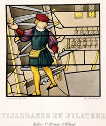 Weber und Spinner - nach einem Buntglasfenster aus der Kirche St. Stephan von Elbeuf