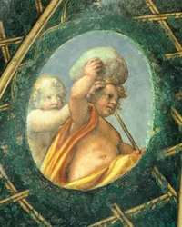 Ovate mit Putten, Fresko von Antonio Allegri Da Correggio, Abtissinnenzimmer, Kloster San Paolo, Parma, Italien