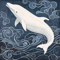 Delfin in surrealem blauem Hintergrund