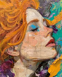 Abstraktes Gemälde einer Frau mit roten Haaren