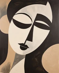 Schwarz & beige abstrakte Frau Henri Matisse Stil