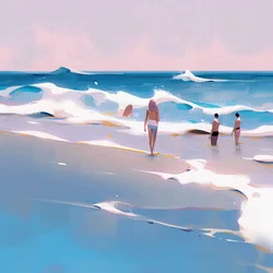 Menschen am Strand Minimalistische Aquarell