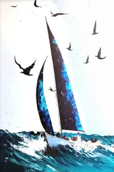 Raben & Stürmische Wellen Abstrakte Acryl-Expression