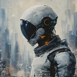 Mann im weißen Raumanzug