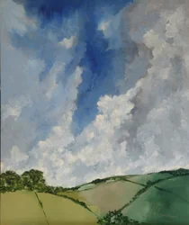 Landschaft mit Hügeln und Wolken