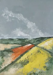 Hügel und Blumenfelder