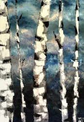 Birken in Blau