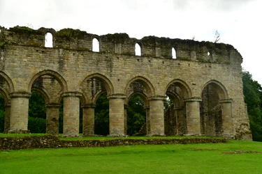 Buildwas Abbey, a medieval Cistercian monastery in Shropshire, England.