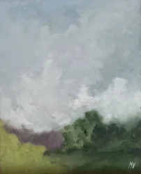 Windwirbel über Lavendelhecke