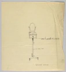 Entwurf für einen Rasierständer mit ovalem Spiegel