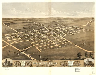Vogelperspektive von Mount Sterling, Brown County, Illinois 1869